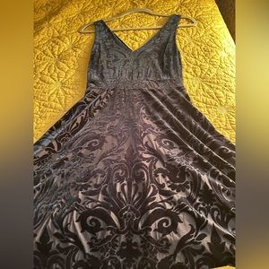 Design lab green velour patterned dress